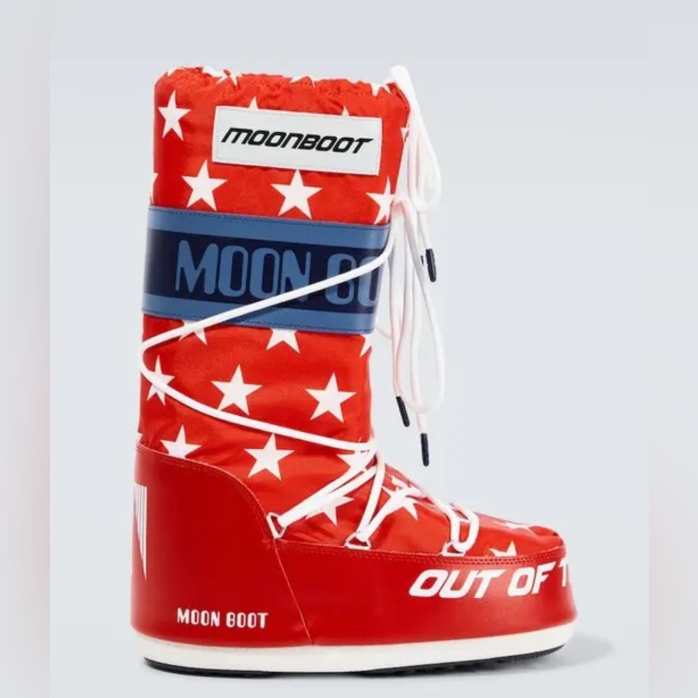 Moon Boot Red Star Pattern Show Winter Boots New - image 2